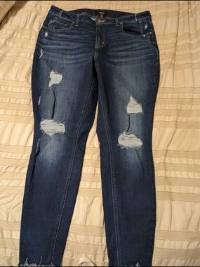 edge Dark Blue Distressed Skinny Jeans